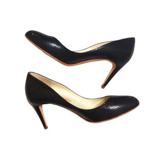 Rupert Sanderson Nada Black Leather Snakeskin Pumps